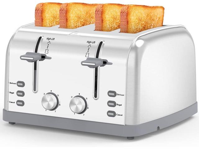 Toaster 4 Slice Retro Stainless Steel,Best Prime 4 Slice Toaster Wide Solt with 7 Shade Settings, Perfect for Waffles, Bagels and More Lainsten T-527
