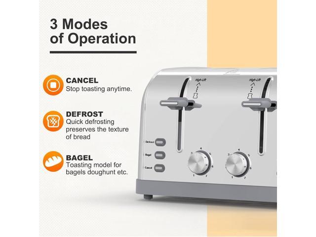 Toaster 4 Slice Retro Stainless Steel,Best Prime 4 Slice Toaster Wide Solt with 7 Shade Settings, Perfect for Waffles, Bagels and More Lainsten T-527