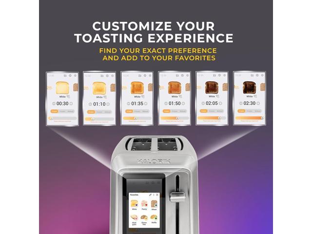 Kalorik Toaster VIVID TOUCH Series 2-Slice with Large High-Resolution Touchscreen and Customizable Cooking Presets by Bread Type, Features Wide...