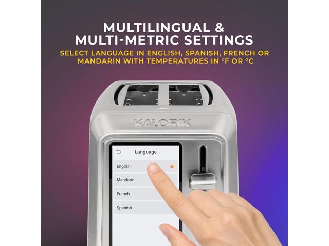 Kalorik Toaster VIVID TOUCH Series 2-Slice with Large High-Resolution Touchscreen and Customizable Cooking Presets by Bread Type, Features Wide...