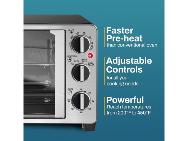 Elite Gourmet ETO2530M Double French Door Countertop Toaster Oven, Bake, Broil, Toast, Keep Warm, Fits 12' pizza, 25L capacity, Stainless Steel &...
