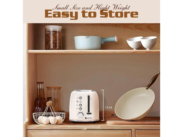 Aigostar Toaster 2 Slice, Retro Extra-Wide Slot Toasters Best Rated Prime for Toasting Bagels, Breads, Waffles & More, Cancel, Defrost & 6...