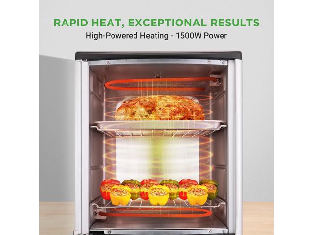 Nutrichef Vertical Countertop Oven with Rotisserie, Bake, Broil, & Kebab Rack Functions - Adjustable Settings - 2 Shelves - 1500W - Thanksgiving...
