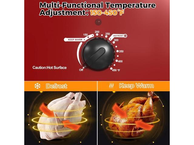 26QT Electric Roaster Oven, Electric Turkey Roaster with Viewing & Self-basting Lid, Stainless Steel Turkey Roaster Oven, RED