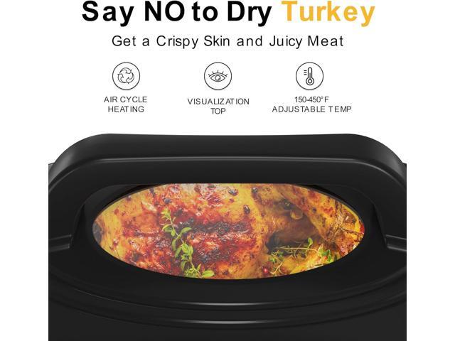 26QT Electric Roaster Oven, Electric Turkey Roaster with Viewing & Self-basting Lid, Stainless Steel Turkey Roaster Oven, RED