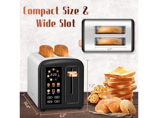 SEEDEEM Toaster 2 Slice with Touch Screen, Faster Heating Speed, 7 Shade Setting, 6 Bread Type, 1.5Wide Slots Toaster, Removable Crumb Tray, 1350W,...