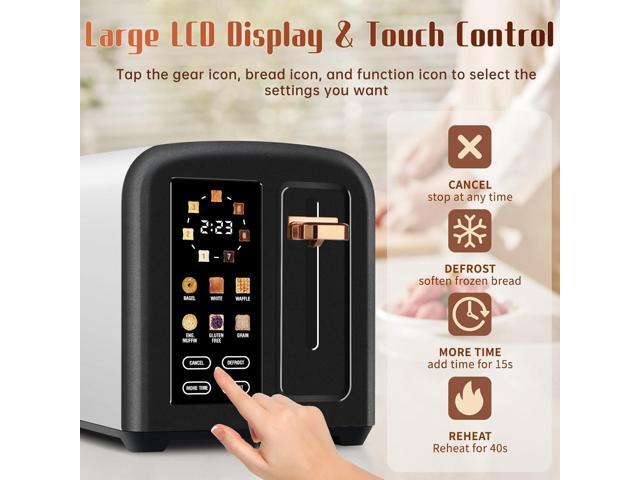 SEEDEEM Toaster 2 Slice with Touch Screen, Faster Heating Speed, 7 Shade Setting, 6 Bread Type, 1.5Wide Slots Toaster, Removable Crumb Tray, 1350W,...