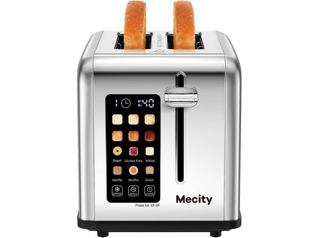 Mecity 2 Slice Toaster Touch Screen 1.5' Wide Slot, Stainless Steel Smart Bread Toaster for Bagel Muffin Waffle Gluten Free Breads, Timer, Defrost,...