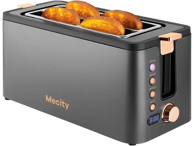 Mecity 4 Slice Toaster, Long Slot Toaster With Warming Rack, Bagel/Defrost/Reheat Functions,Warming Rack, Crumb Tray, 6 Browning Settings, Extra...