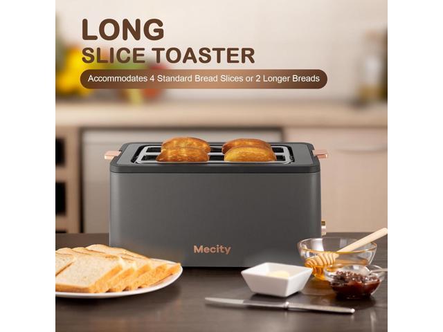 Mecity 4 Slice Toaster, Long Slot Toaster With Warming Rack, Bagel/Defrost/Reheat Functions,Warming Rack, Crumb Tray, 6 Browning Settings, Extra...