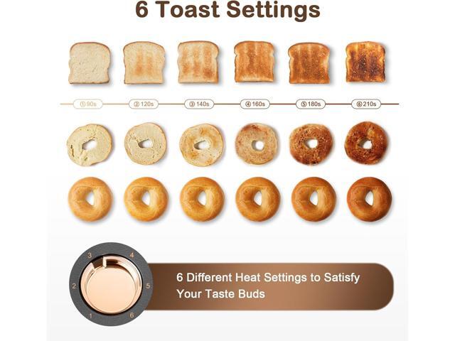 Mecity 4 Slice Toaster, Long Slot Toaster With Warming Rack, Bagel/Defrost/Reheat Functions,Warming Rack, Crumb Tray, 6 Browning Settings, Extra...