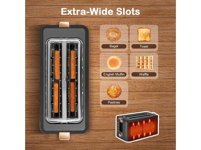 Mecity 4 Slice Toaster, Long Slot Toaster With Warming Rack, Bagel/Defrost/Reheat Functions,Warming Rack, Crumb Tray, 6 Browning Settings, Extra...