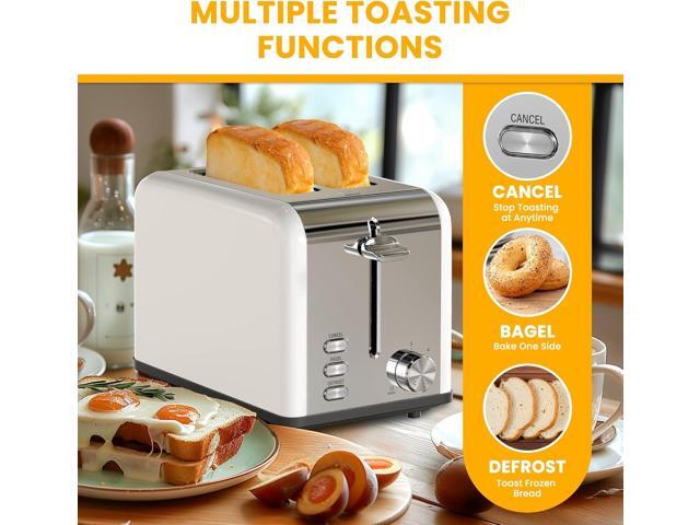 Simple Deluxe 2-Slice Toaster, Stainless Steel Toaster, 6 Browning Setting and 3 Function, Extra Wide Slot & Removable Crumb Tray, for Bread &...