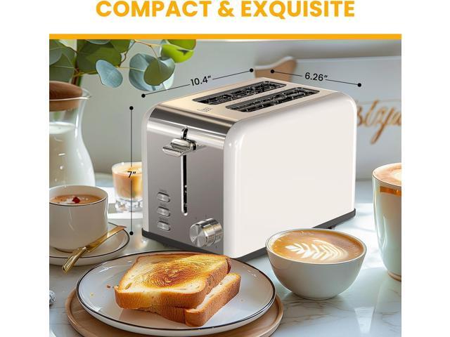 Simple Deluxe 2-Slice Toaster, Stainless Steel Toaster, 6 Browning Setting and 3 Function, Extra Wide Slot & Removable Crumb Tray, for Bread &...