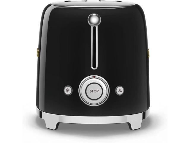 Smeg 2-Slice Toaster, Stainless Steel, OVO Collection, Two Slice Toaster with 6 Presets and Removable Crumb Tray (Glossy Black)
