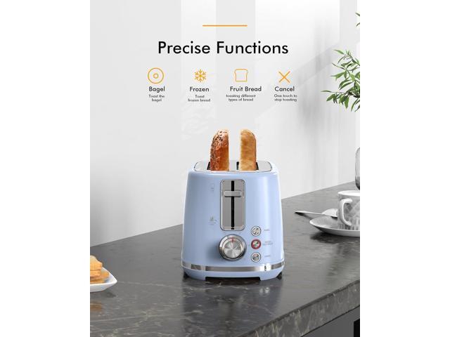2 Slice Toaster with 1.5' Extra Wide Slots & Removable Crumb Tray 6 Browning Options, Auto Shut Off & Frozen Function, Toast Fruit Bread, Bagel &...