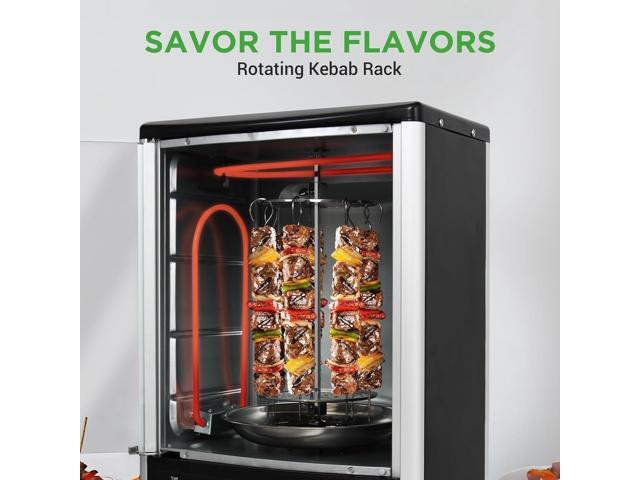 Nutrichef Vertical Countertop Oven with Rotisserie, Bake, Broil, & Kebab Rack Functions - Adjustable Settings - 2 Shelves - 1500W - Thanksgiving...