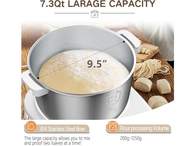 Electric Dough Maker 7Qt with Ferment Function, Dough Mixer with 304 Stainless Steel Bowl, Face-up Touch Panel, for Bread & Pizza