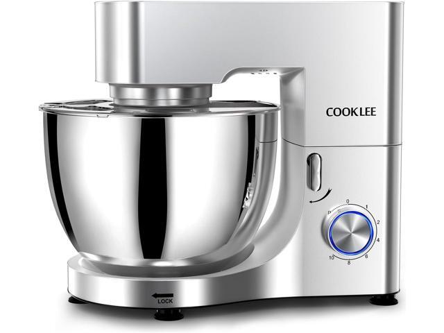 COOKLEE Stand Mixer, 9.5 Qt. 660W 10-Speed Electric Kitchen Mixer with Dishwasher-Safe Dough Hooks, Flat Beaters, Wire Whip & Pouring Shield.