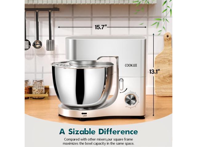 COOKLEE Stand Mixer, 9.5 Qt. 660W 10-Speed Electric Kitchen Mixer with Dishwasher-Safe Dough Hooks, Flat Beaters, Wire Whip & Pouring Shield...