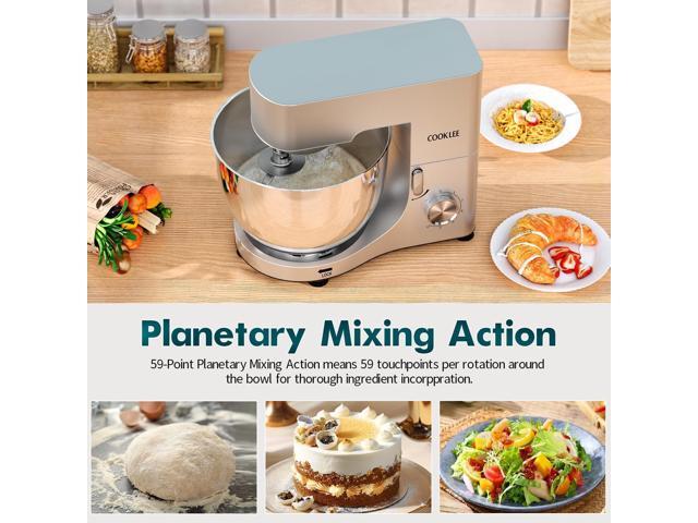COOKLEE Stand Mixer, 9.5 Qt. 660W 10-Speed Electric Kitchen Mixer with Dishwasher-Safe Dough Hooks, Flat Beaters, Wire Whip & Pouring Shield...