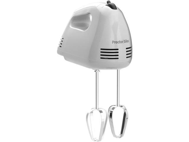 Proctor Silex Easy Mix 5-Speed Electric Hand Mixer with Bowl Rest, Compact and Lightweight, 100 Watts of Peak Power, White (62515PS)