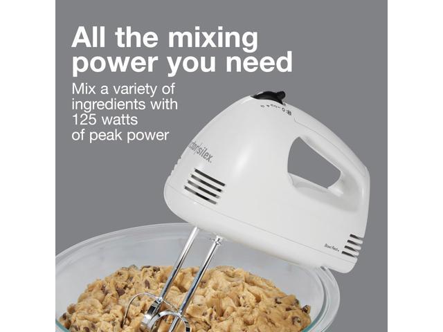 Proctor Silex Easy Mix 5-Speed Electric Hand Mixer with Bowl Rest, Compact and Lightweight, 100 Watts of Peak Power, White (62515PS)