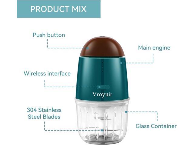 Mini Food Processor, Cordless Small Food Chopper & Blender for Meat,Vegetables,Fruit 200W Portable,6 Sharp Blades1.3 Cup (10 oz) Glass Container,...