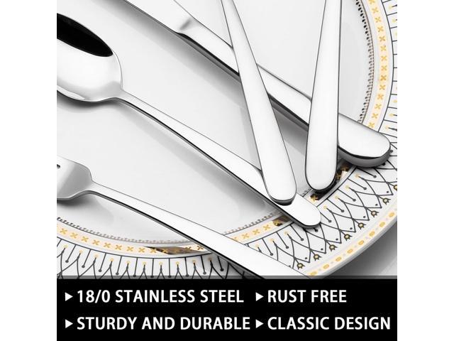49-Piece Silverware Set with Organizer, Heavy Duty Stainless Steel Flatware for 8, Cutlery Utensil Sets with Steak Knives, Rust-proof, Mirror...