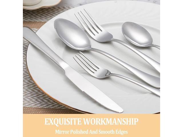20 Piece Silverware Set Service for 4,Premium Stainless Steel Flatware Set,Mirror Polished Cutlery Utensil Set,Durable Home Kitchen Eating...