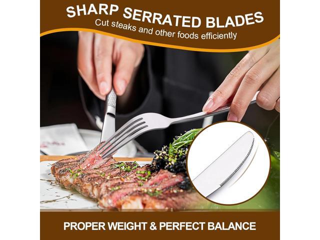 40-Piece Hammered Silverware Set, Deedro Stainless Steel Heavy Duty Flatware Set for 8, Food-Grade Tableware Cutlery Set, Utensil Sets for Home...