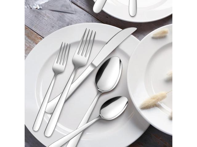 HaWare Heavy Duty Silverware Set, 40-Piece Stainless Steel Flatware Cutlery for 8, Modern & Elegant Design Includes Knives/Forks/Spoons, Mirror...