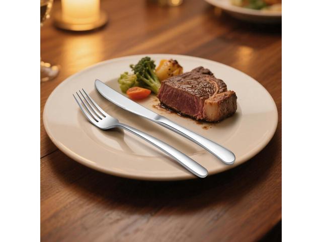 HaWare Heavy Duty Silverware Set, 40-Piece Stainless Steel Flatware Cutlery for 8, Modern & Elegant Design Includes Knives/Forks/Spoons, Mirror...
