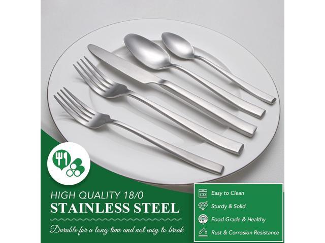 40 Piece Silverware Set Service for 8, EIUBUIE Premium Stainless Steel Cutlery Set, Matte Finish Flatware Sets Durable Solid, Modern Kitchen...
