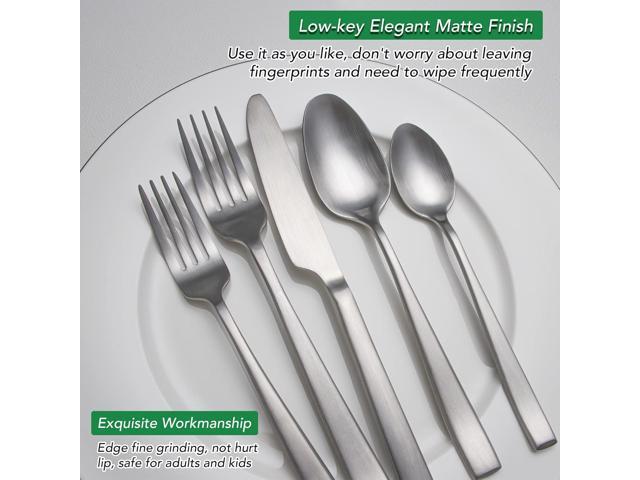40 Piece Silverware Set Service for 8, EIUBUIE Premium Stainless Steel Cutlery Set, Matte Finish Flatware Sets Durable Solid, Modern Kitchen...