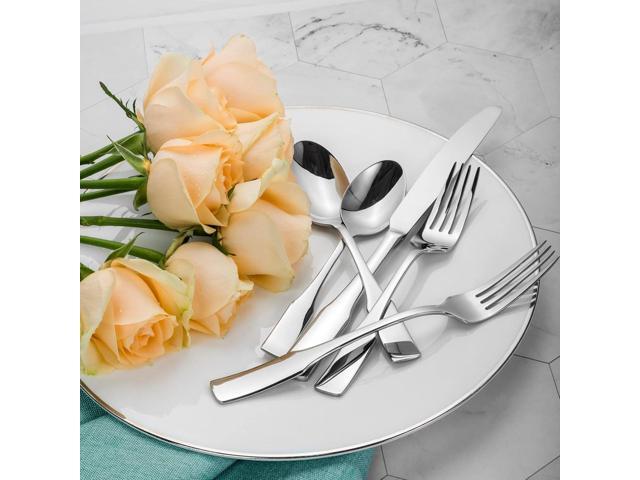 Alata Kate 60-Piece Silverware Set Stainless Steel Flatware Set,Service for 12,Mirror Polished Cutlery Set,Dishwasher Safe