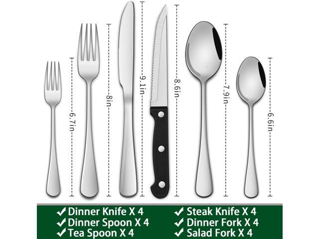 24-Piece Silverware Set with Steak Knives,Flatware Set Service for 4 Person, Food-Grade Stainless Steel Tableware Cutlery Set, Mirror Finished...