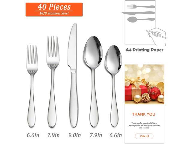 HaWare 40-Piece Silverware Set, Stainless Steel Flatware Service for 8, Modern Tableware Cutlery for Home, Elegant Eating Utensils Include...
