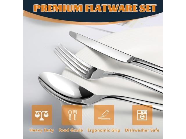 Silverware Set for 8, Heavy Duty Stainless Steel Cutlery Set Flatware Set,40 Piece Premium Silverware, Mirror Polished Modern Cutlery include Fork...