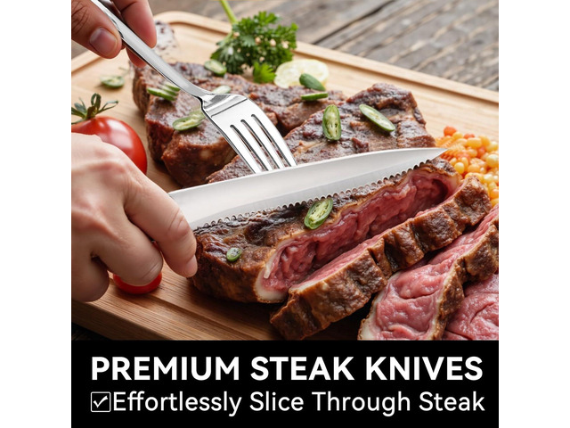 49-Piece Silverware Set with Organizer, Stainless Steel Kitchen Utensils Set for 8, Cutlery Flatware Set with Steak Knives Fork Spoon for Home...