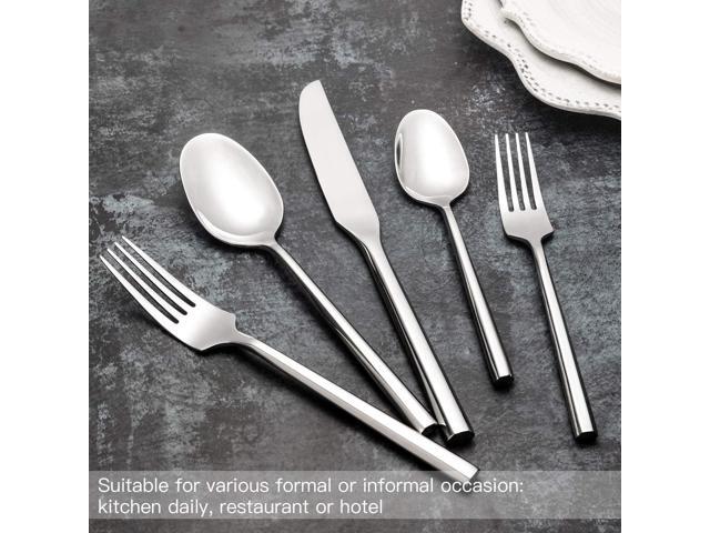 Silverware Set Flatware Set 40 Pieces Stainless Steel Cutlery Set Hexagonal Pattern Mirror Finished Home Daily Use Housewarming Wedding Gift...