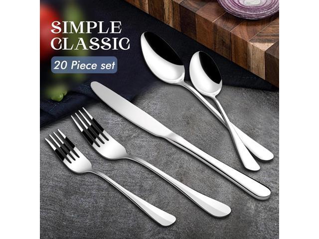 Silverware Set, 20 Piece Flatware Cutlery Set for 4, 18/10 Stainless Steel Silverware Mirror Polished Dishwasher Safe for Home, Restaurant,...