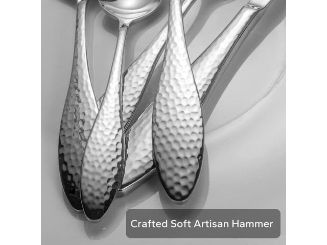 Alata Emma 40-Piece 18/10 Silverware Set, Hammered Flatware Set, Heavy Duty Stainless Steel Cutlery Set, Modern Kitchen Utensils, Dinnerware Sets...