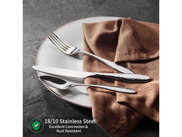 Alata Emma 40-Piece 18/10 Silverware Set, Hammered Flatware Set, Heavy Duty Stainless Steel Cutlery Set, Modern Kitchen Utensils, Dinnerware Sets...