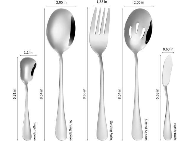 Lazycorner 53 Piece Silverware Set for 8, Flatware Set with Steak Knives for 8 and 5 Public Serving Use Set 18/10 Stainless Steel Serving Utensils...