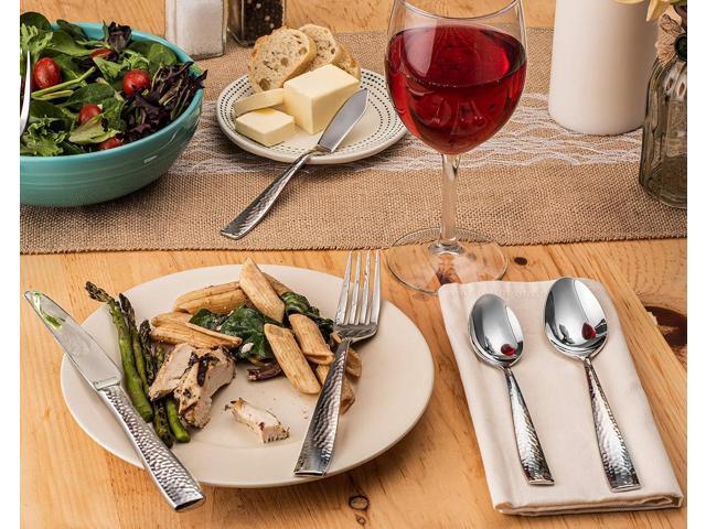 Hudson Essentials 40-Piece Hammered Stainless Steel 18/10 Flatware Silverware Set, Service for 8 (40-Piece Set)