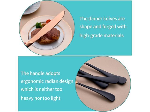 20-Piece Rose Gold and Black Silverware Set for 4 - 18/0 Stainless Steel Flatware Cutlery Utensils, Include Dinner Knives, Forks, Spoons, Salad...
