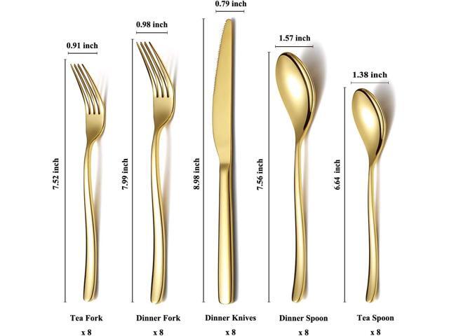 HOMQUEN 40-Piece Gold Silverware Set, Gold Flatware Set for 8, Stainless Steel Tableware Cutlery Set, Utensil Sets for Kitchen, Forks and Spoons...