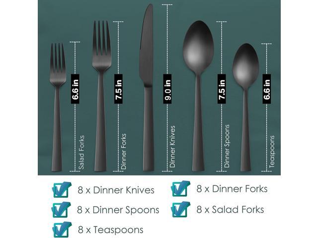 HaWare Silverware Set, 40 Pieces Stainless Steel Square Flatware Cutlery for 8, Modern Tableware Eating Utensils for Home, Matte Finish, Dishwasher...