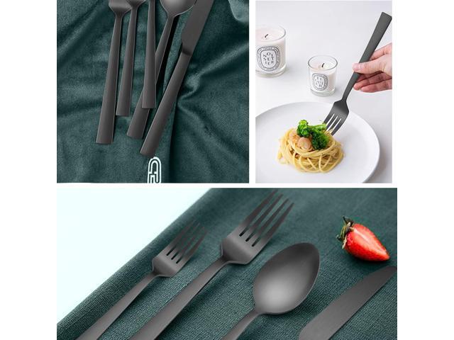 HaWare Silverware Set, 40 Pieces Stainless Steel Square Flatware Cutlery for 8, Modern Tableware Eating Utensils for Home, Matte Finish, Dishwasher...
